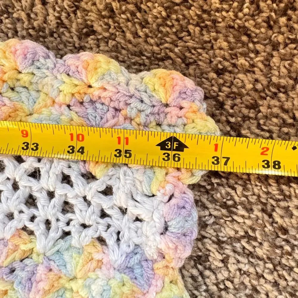 Handmade Handcrafted Popcorn Stitch Crochet Baby Girl Blanket Multicolor 41"x37" - Picture 4 of 8